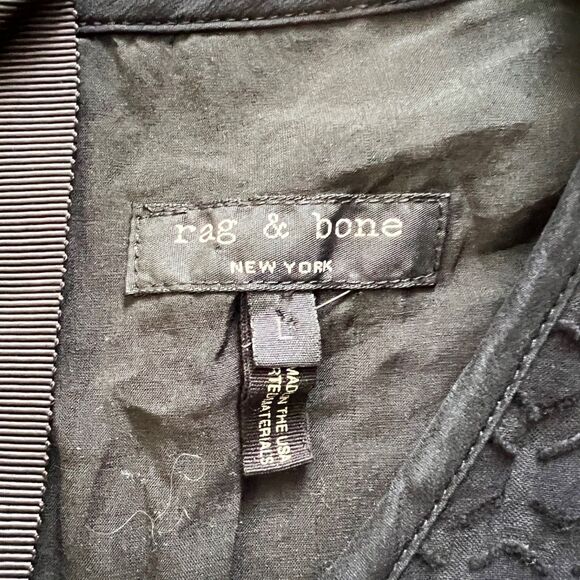 Rag & Bone Evie Honeycomb Shift Dress Size L Black Pockets Sleeveless - Picture 3 of 8